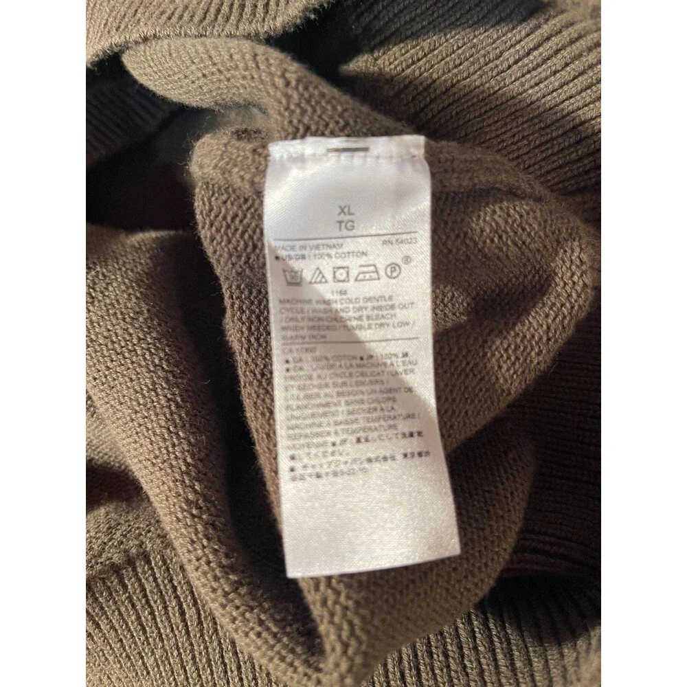Banana Republic Factory Mens XL Brown Cotton Shawl Collar Sweater Pullover